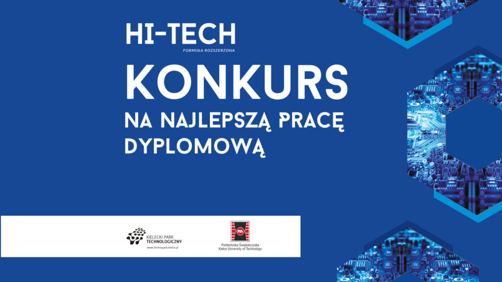 Konkurs na najlepszą pracę dyplomową. Logo Kieleckiego Parku Technologicznego i Politechniki Świętokrzyskiej.