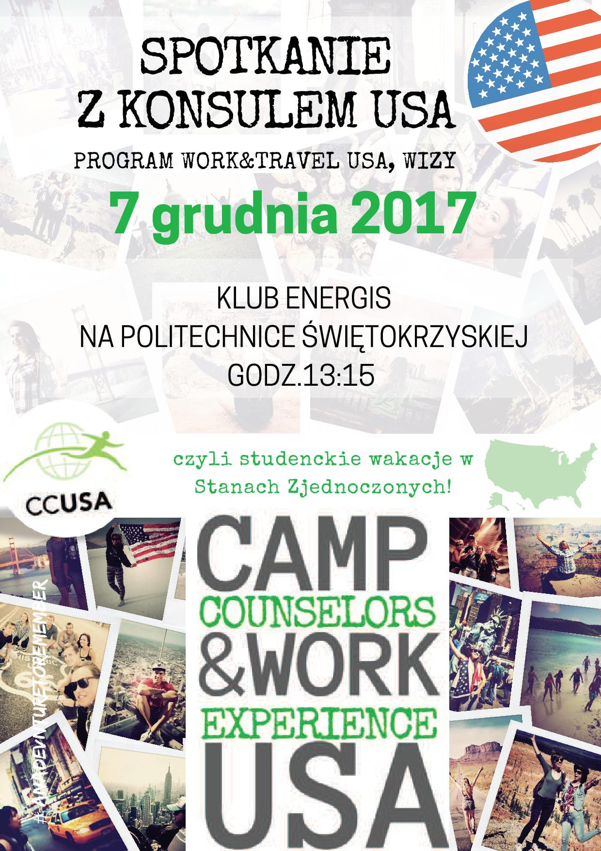 Spotkanie z konsulem USA, program Work&Travel, 7 grudnia 2017, Klub Energis, Politechnika Świętokrzyska.