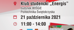 Plakat zapraszający na Akademickie i młodzieżowe Targi Pracy w Kielcach, które odbędą się 21 października 2021.