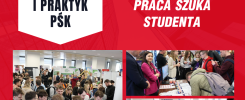 Targi Pracy i Praktyk PSK 2024. Studenci i pracodawcy na wydarzeniu.