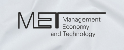 Logo MET: Management, Economy and Technology. Czarny napis na białym tle.