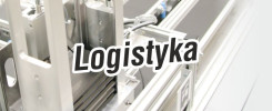 Maszyna przemysłowa z taśmociągiem i napisem "Logistyka". Kontekst: produkcja, automatyka.